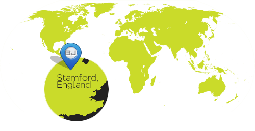 Map of the Uk and BJ Creative Location in Stamford